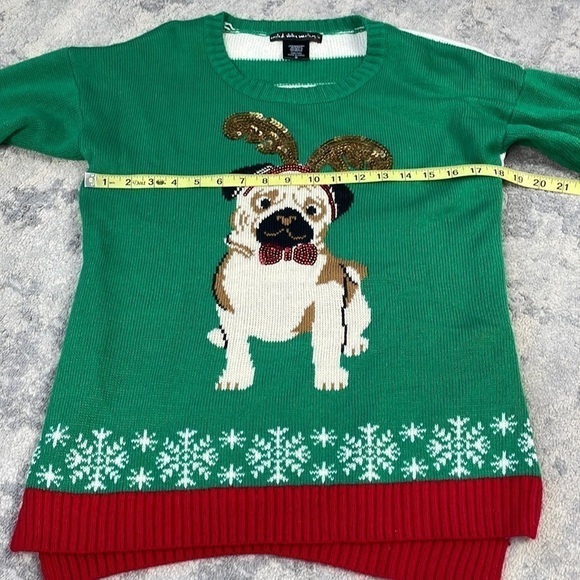 United States Sweaters Pug Ugly Christmas Sweater Holiday Party Dog Green Sz M - Picture 5 of 7